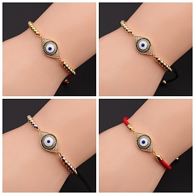 Fashionable Adjustable Devil Eye Bracelet with Copper and Cubic Zirconia Stones