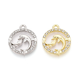 Подвески из сплава и страза, кольцо и подвески в виде дельфинов