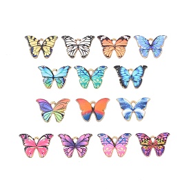 Alloy Enamel Pendants, Light Gold, Cadmium Free & Nickel Free & Lead Free, Butterfly Charm