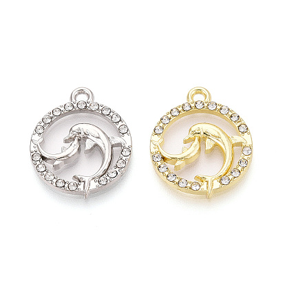 Подвески из сплава и страза, кольцо и подвески в виде дельфинов