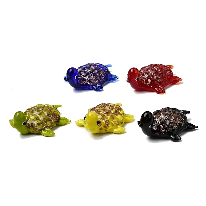 Магнит на холодильник ручной работы, изготовленный методом выдувания стекла., черепаха, с золотым песком