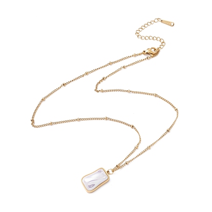 Collier pendentif rectangle de perles en plastique avec chaînes satellites, placage ionique (ip) 304 bijoux en acier inoxydable pour femmes