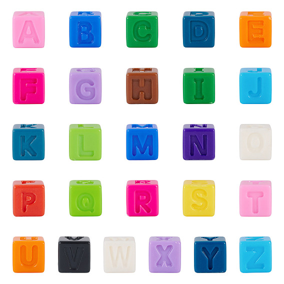 150шт непрозрачные акриловые европейские бусины, бусины с большим отверстием, куб с письмом