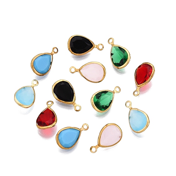 K 9 стеклянные подвески, с фурнитурой латунной золотого тона, граненые, слеза