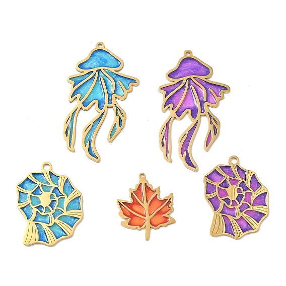 Тема океана 304 эмалированные подвески из нержавеющей стали, золотые, с блеском порошок