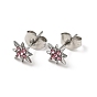 Rhinestone Flower Stud Earrings with 316 Surgical Stainless Steel Pins, 304 Stainless Steel Jewelry for Women