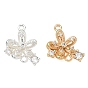 Brass Pave Clear Cubic Zirconia Connector Charms, Flower Links