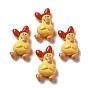 Opaque Resin Cabochons, Duck with Dark Red Bowknot