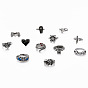 Set of rings angel owl ring exaggerated skull head snake bee animal 12-piece ring