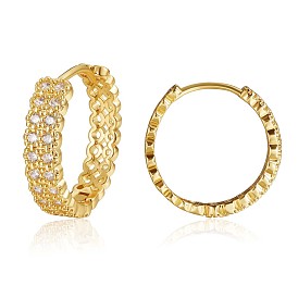Cubic Zirconia Chunky Hoop Earrings, Brass Jewelry for Women