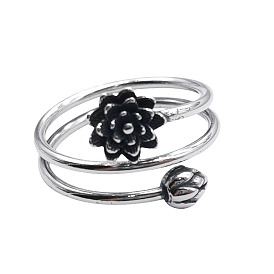 925 регулируемые кольца из серебра, цветок