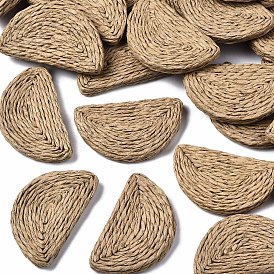 Handmade Reed Cane/Rattan Woven Beads, For Making Straw Earrings and Necklaces, No Hole/Undrilled, Half Round