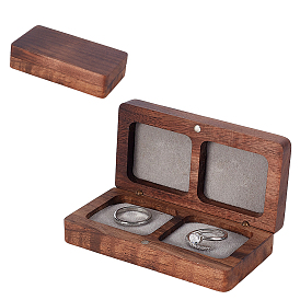 2 Прямоугольные ящики для хранения парных колец из черного ореха, бархатом внутри, подарочный футляр для магнитного кольца