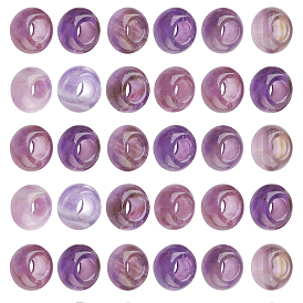 Natural Amethyst European Beads, Large Hole Beads, Rondelle