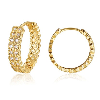 Cubic Zirconia Chunky Hoop Earrings, Brass Jewelry for Women
