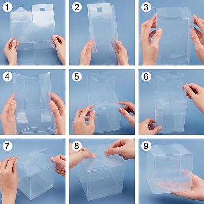 Прозрачная пластиковая ПВХ коробка подарочная упаковка, водонепроницаемые складные коробки, с блестящей металлической лентой, кубические