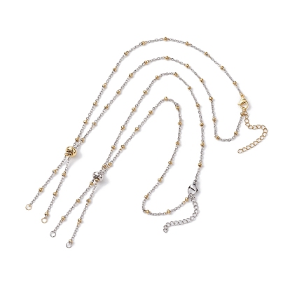 304 изготовление колье из нержавеющей стали, с цепочками-сателлитами и латунными скользящими бусинами