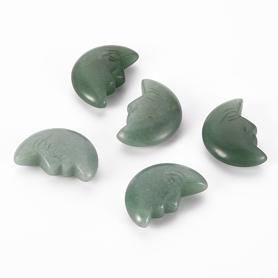 Perles naturelles en aventurine verte, pas de trous / non percés, lune