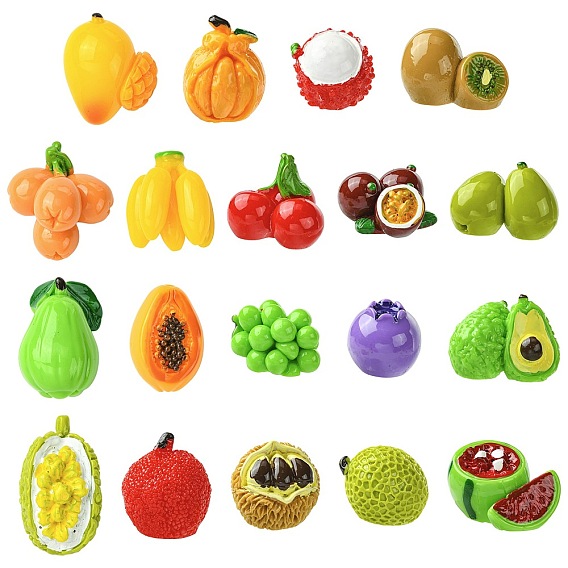 19 шт 19 стили кабошоны из непрозрачной смолы, имитация фруктов, разнообразные