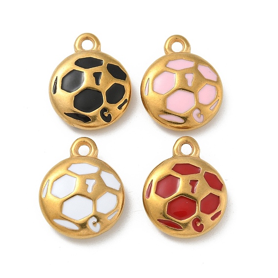 Ионное покрытие (ip) 304 подвески из нержавеющей стали, с эмалью, реальный 18 k позолоченный, футбольное очарование