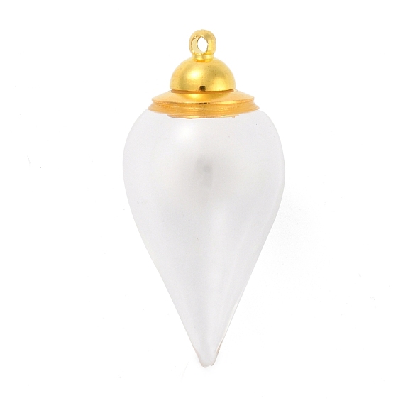 Glass Bottle Pendants, with 
Brass Cap, Wish Bottle Pendant, Refillable Bottle Pendant, Teardrop, Golden