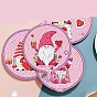 8 Style Valentine's Day Gnome/Dwarf Pattern Round Coaster DIY Diamond Painting Kits, Including Resin Rhinestones Bag, Diamond Sticky Pen, Tray Plate & Glue Clay