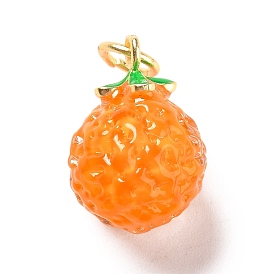 Подвески лэмпворк ручной работы, с латунной фурнитурой , без кадмия и без свинца, матовый золотой цвет, оранжевые