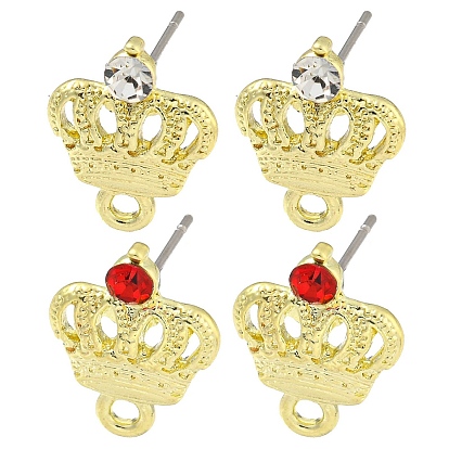Rack Plating Alloy Stud Earring Finding, Cadmium Free & Nickel Free & Lead Free, Crown
