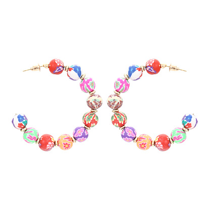 Colorful Round Bead Ear Cuff Earrings - Fashionable, Versatile, Elegant Ear Accessories.
