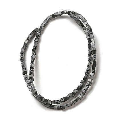 Natural Snowflake Obsidian Beads Strands, Cube