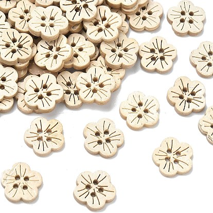 Кнопки искусства в круглой форме с 4 отверстиями для детей, Кокосовые Пуговицы, 15 мм, 100 шт / пакет