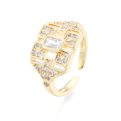 Cubic Zirconia Snowflake Open Cuff Ring, Real 18K Gold Plated Brass Jewelry for Women, Nickel Free