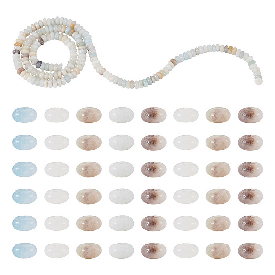 1 brins de perles d'amazonite à fleurs naturelles, facette, rondelle