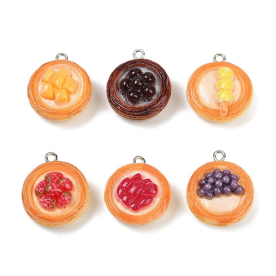 Подвески из смолы в виде яичного пирога, с железной петлей с платиновым покрытием