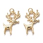 Christmas Real 18K Gold Plated Brass Micro Pave Cubic Zirconia  Pendants, with Jump Ring, Deer