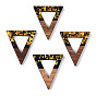 Opaque Resin & Walnut Wood Pendants, Hollow Triangle Charms with Paillettes