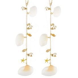 2 шт. подвесные украшения из ракушек и сплавов, с латунной цепочки и легированной Lobster Claw пряжек