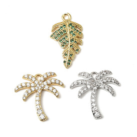 Латунные микро проложить кубического циркония подвески, кокосовая пальма/лист