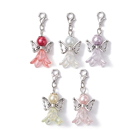 Angel Acrylic Pendant Decorations, with Alloy Lobster Claw Clasps