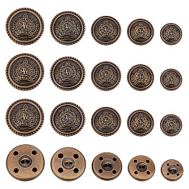 Olycraft 50Pcs 5 Style 4-Hole Brass Buttons, Half Round with Badge, for Sewing Crafting