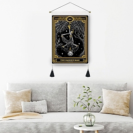 Tarot Polyester Skull Pattern Wall Hanging Tapestry, for Bedroom Living Room Decoration, Rectangle