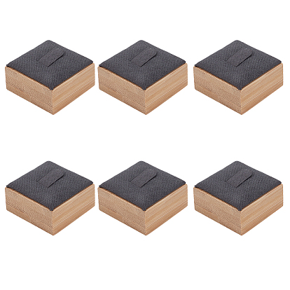 Квадратные деревянные витрины с одним кольцом, с бархатным ковриком