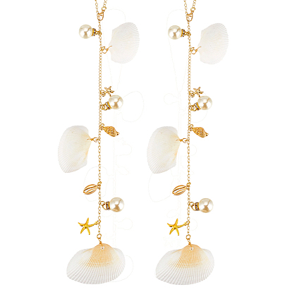 2 шт. подвесные украшения из ракушек и сплавов, с латунной цепочки и легированной Lobster Claw пряжек