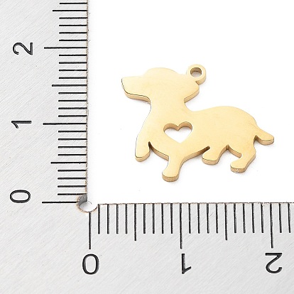 304 Stainless Steel Pendants, Dog with Heart Charms
