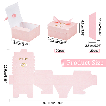 Nbeads 20Pcs Cardboard Boxes, for Candy, Gifts Packages, Rectangle with Rabbit Pattern