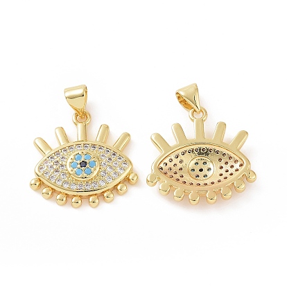 Brass Micro Pave Cubic Zirconia Pendants, Evil Eye Charm