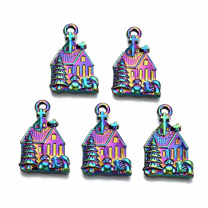 Rainbow Color Alloy Pendants, Cadmium Free & Lead Free, Church