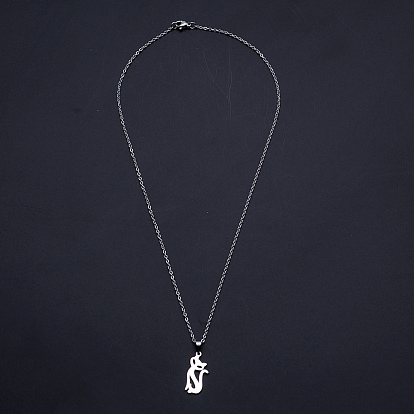 201 Stainless Steel Pendants Necklaces, with Cable Chains and Lobster Claw Clasps, Fox