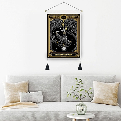 Tarot Polyester Skull Pattern Wall Hanging Tapestry, for Bedroom Living Room Decoration, Rectangle