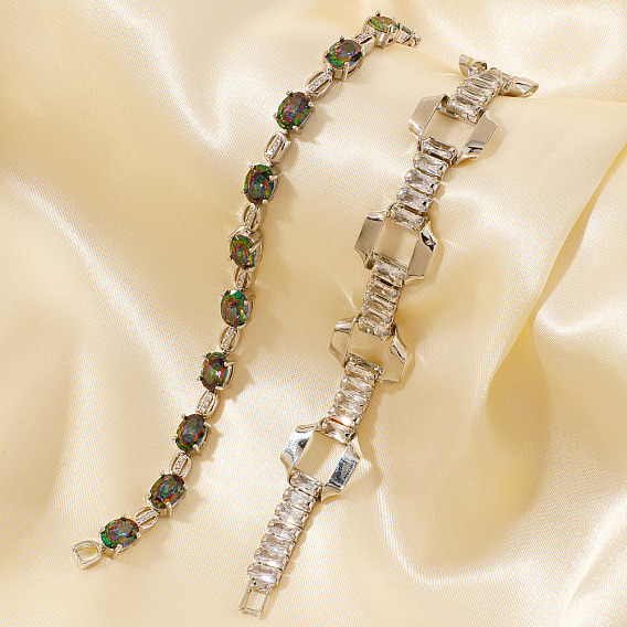 Минималистичные латунные браслеты-цепочки с кубическим цирконием для женщин, платина